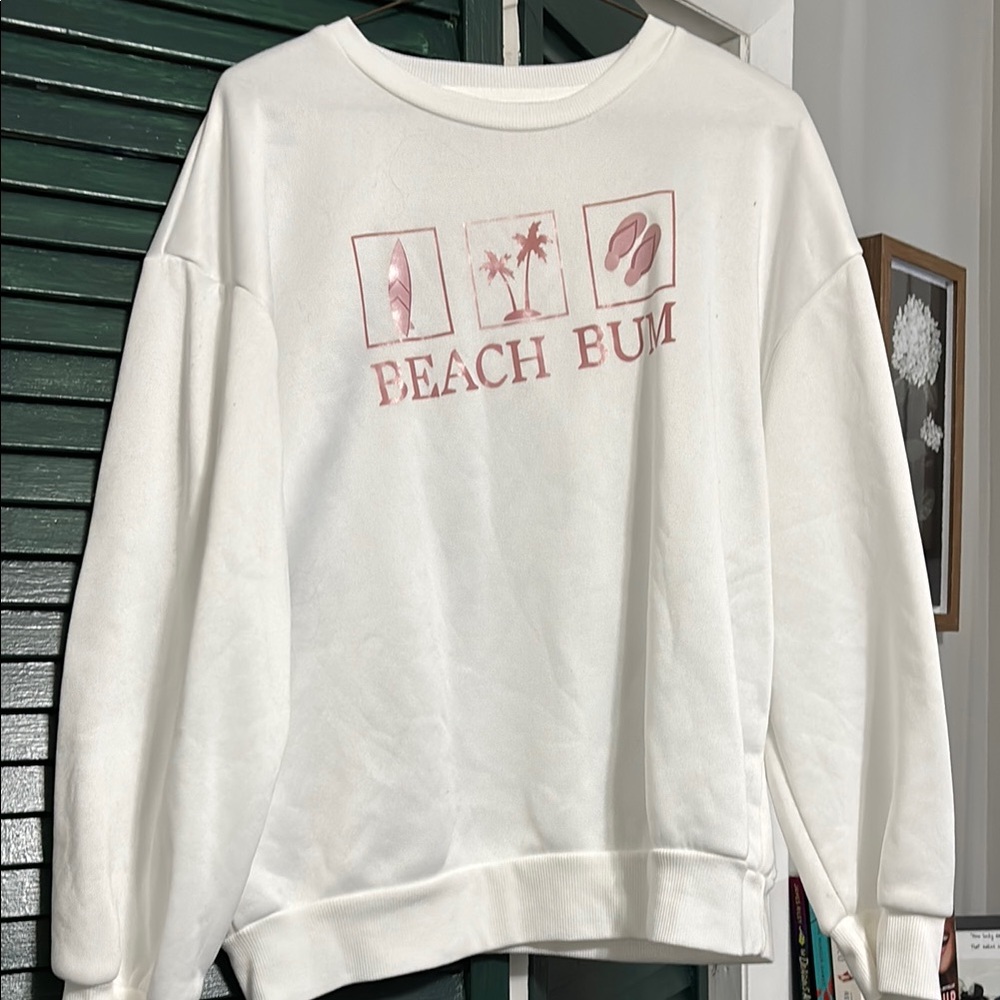 SHEIN White Crew Neck Sweater Cozy Casual Style